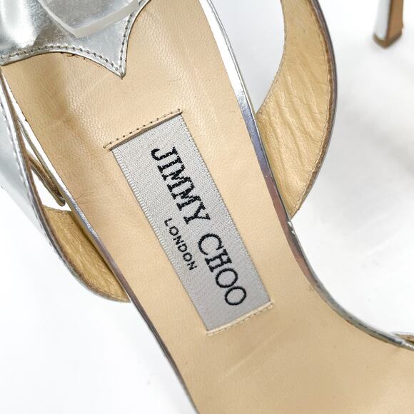 Jimmy Choo Metallic Silver Strappy Heels - Picture 7 of 11